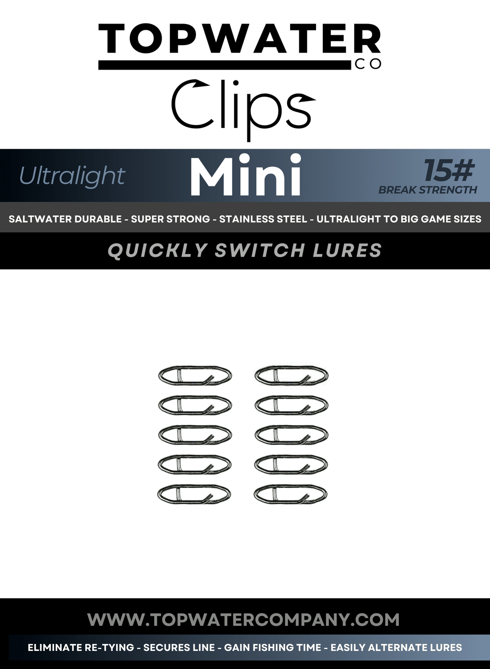 Topwater Co Speed Clips (15-45-70-120lbs) Topwater Co Mini 25 