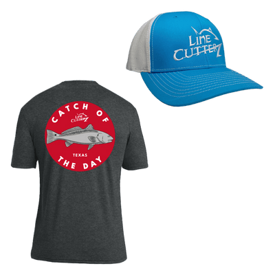 Line Cutterz "Catch of the Day" Apparel Bundle Shirts Line Cutterz Black S Aqua Blue/White - White Logo