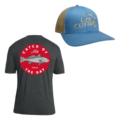 Line Cutterz "Catch of the Day" Apparel Bundle Shirts Line Cutterz Black S Sky Blue/Khaki - Khaki Logo