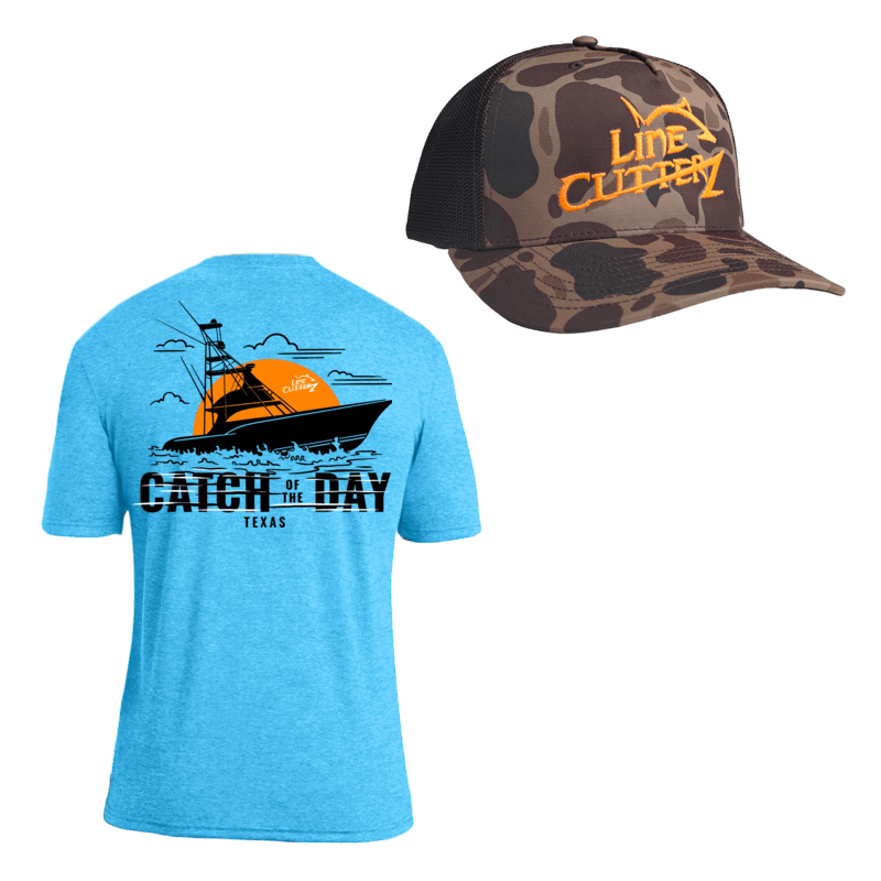 Line Cutterz "Catch of the Day" Apparel Bundle Shirts Line Cutterz Bright Blue S Bark Duck Camo/Brown - Orange Logo