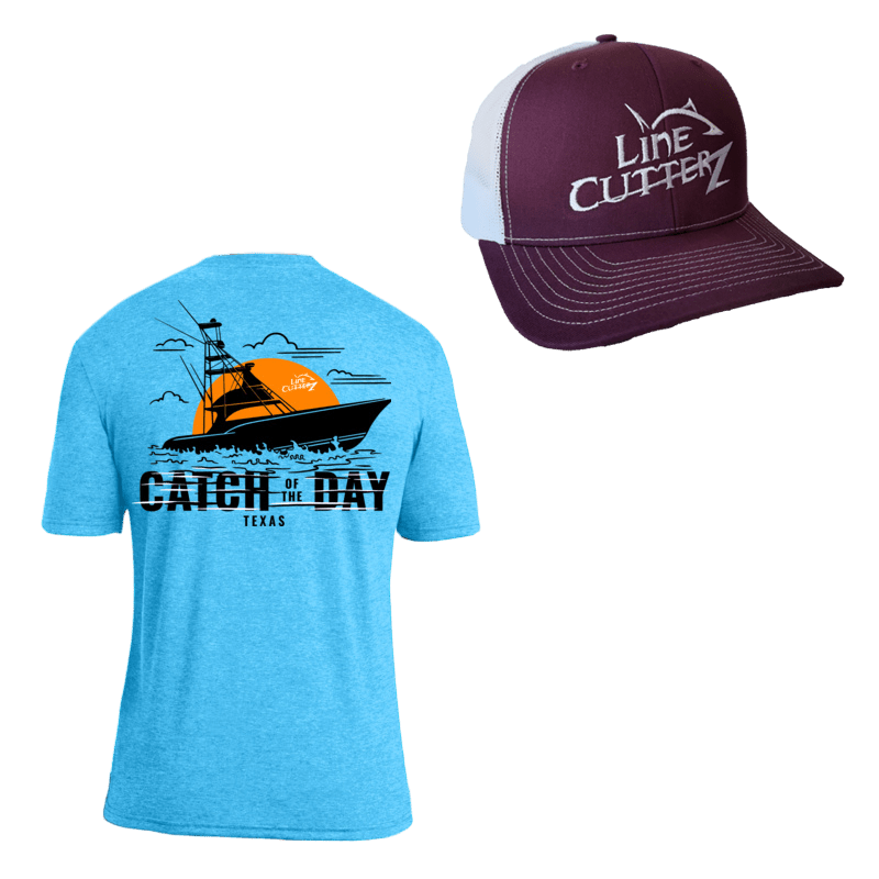 Line Cutterz "Catch of the Day" Apparel Bundle Shirts Line Cutterz Bright Blue S Maroon/White - White Logo