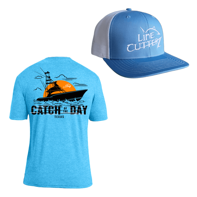 Line Cutterz "Catch of the Day" Apparel Bundle Shirts Line Cutterz Bright Blue S Sky Blue/White - White Logo