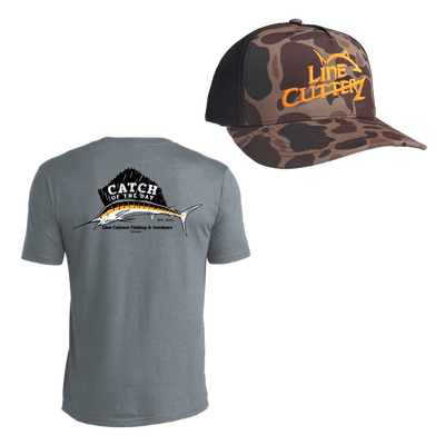 Line Cutterz "Catch of the Day" Apparel Bundle Shirts Line Cutterz Blue Steel Grey S Bark Duck Camo/Brown - Orange Logo