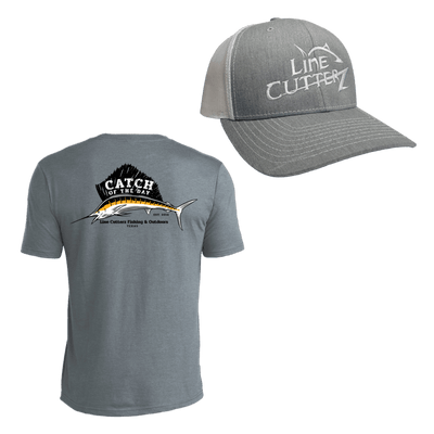 Line Cutterz "Catch of the Day" Apparel Bundle Shirts Line Cutterz Blue Steel Grey S Heather Grey/White - White Logo