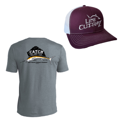 Line Cutterz "Catch of the Day" Apparel Bundle Shirts Line Cutterz Blue Steel Grey S Maroon/White - White Logo