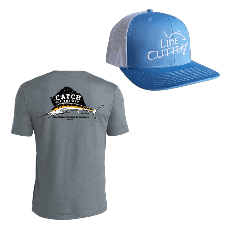Line Cutterz "Catch of the Day" Apparel Bundle Shirts Line Cutterz Blue Steel Grey S Sky Blue/White - White Logo