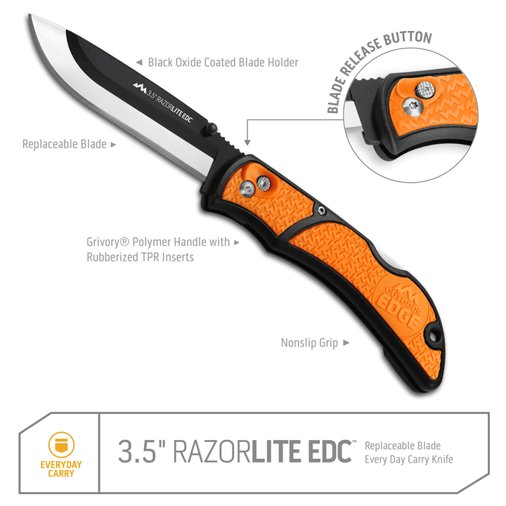 Outdoor Edge - 3.5" RazorEDC Lite Replaceable Blade Carry Knife Tools Outdoor Edge 