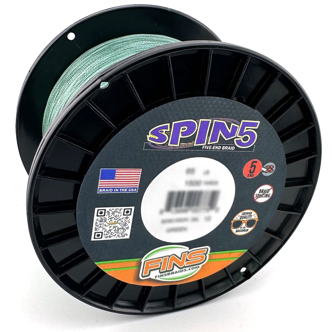 Spin5 Fishing Braid Fishing Line FINS Braids 10 lb. 1500 yards Green