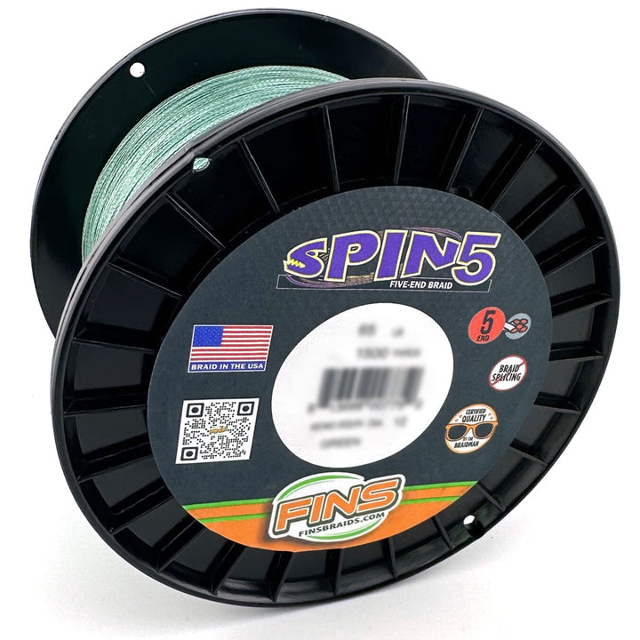 Spin5 Fishing Braid Fishing Line FINS Braids 10 lb. 1500 yards Green