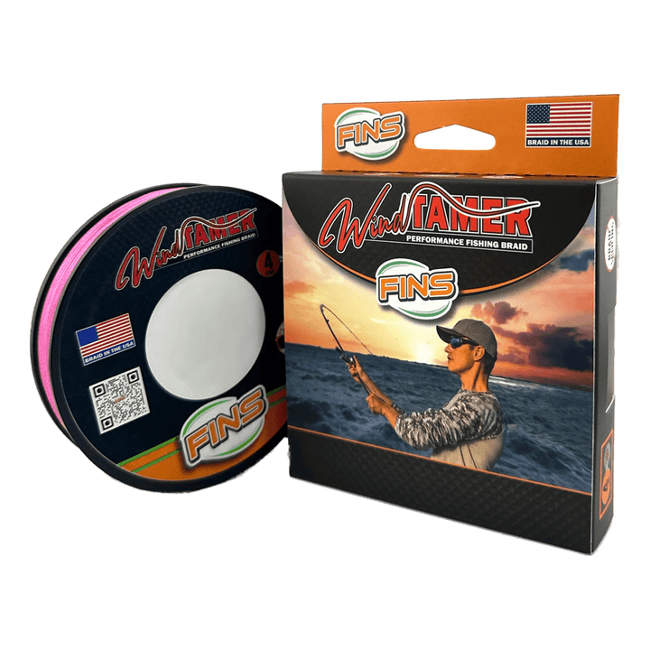 FINS Windtamer Fishing Braid (4-12 lb.) Fishing Line FINS Braids 4 lb. 150 yards High Visibility Pink