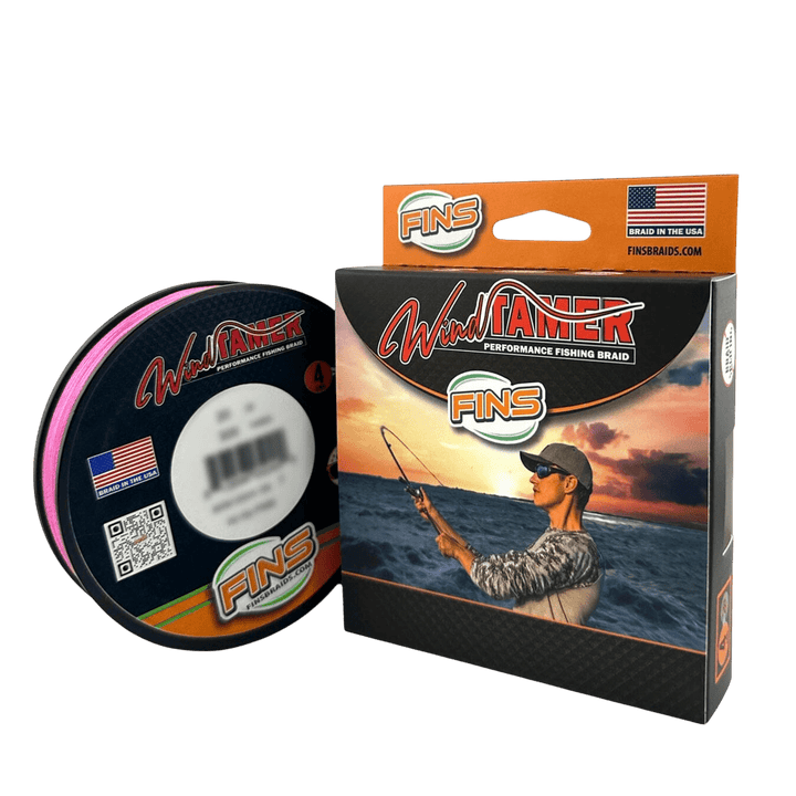 Windtamer Fishing Braid 10-15lb. Fishing Line FINS Braids 10 lb. 150 yards High Visibility Pink