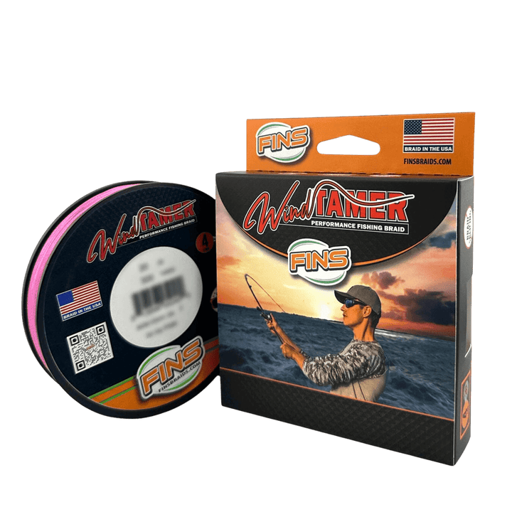 Windtamer Fishing Braid 4-8lb. Fishing Line FINS Braids 4 lb. 150 yards High Visibility Pink