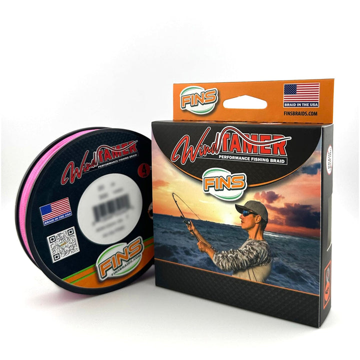 FINS Windtamer Fishing Braid (4-12 lb.) Fishing Line FINS Braids 4 lb. 300 yards High Visibility Pink