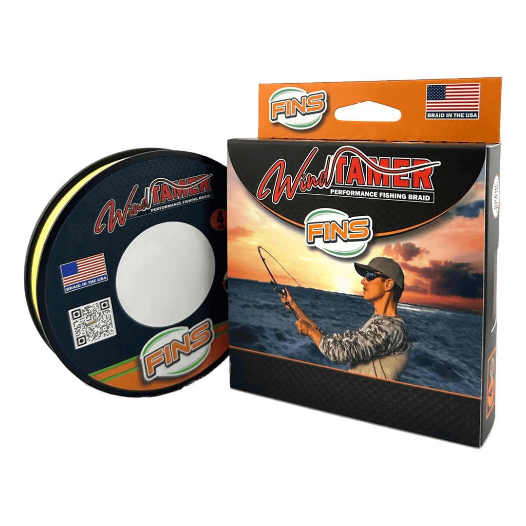 FINS Windtamer Fishing Braid (4-12 lb.) Fishing Line FINS Braids 4 lb. 150 yards High Visibility Yellow
