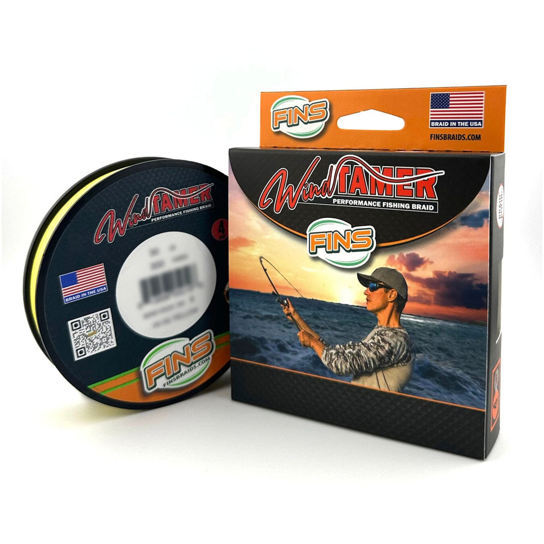 FINS Windtamer Fishing Braid (4-12 lb.) Fishing Line FINS Braids 4 lb. 300 yards High Visibility Yellow