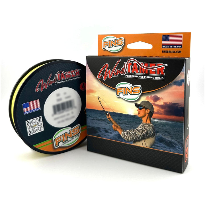 FINS Windtamer Fishing Braid (4-12 lb.) Fishing Line FINS Braids 4 lb. 300 yards High Visibility Yellow