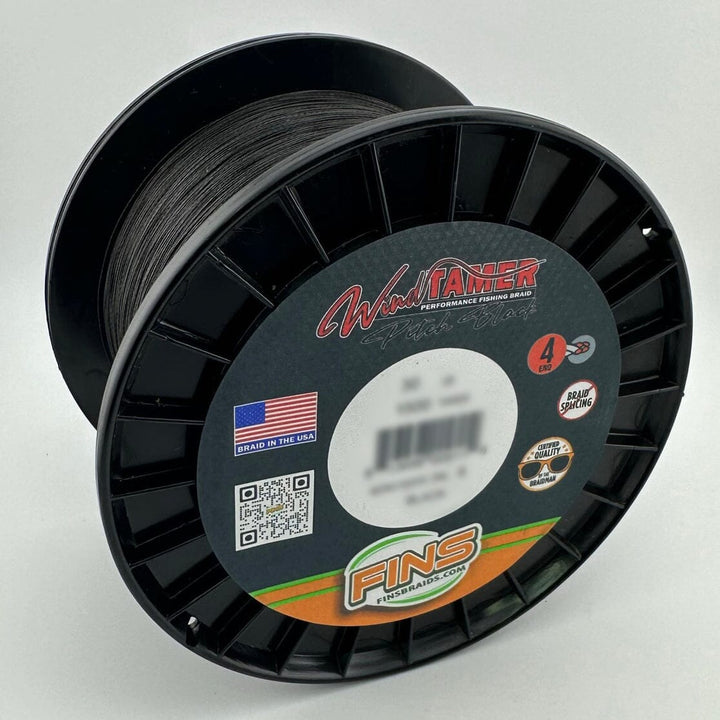 Windtamer Pitch Black Braid Fishing Line FINS Braids 40 lb. 4000 yards 
