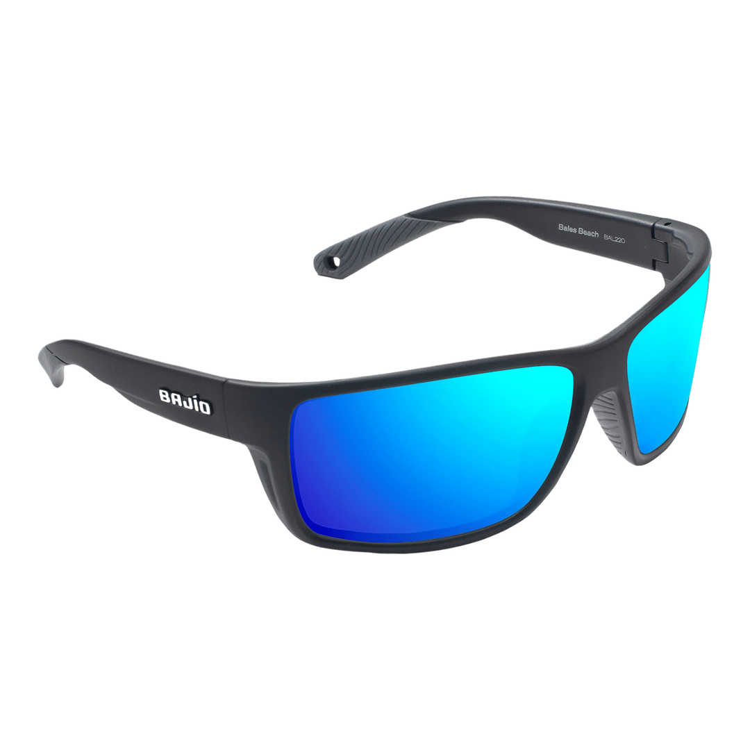 Bajio Sunglasses Bajio Bales Beach Black Matte Blue Mirror - Glass