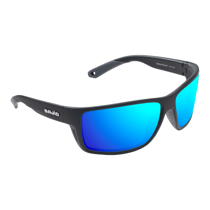 Bajio Sunglasses Bajio Bales Beach Black Matte Blue Mirror - Glass