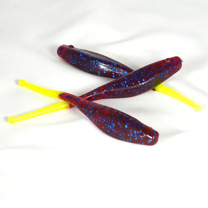 KWigglers Ball Tail Shad 7pk Lure KWigglers Plum Blue Metal Flake/Chartreuse 