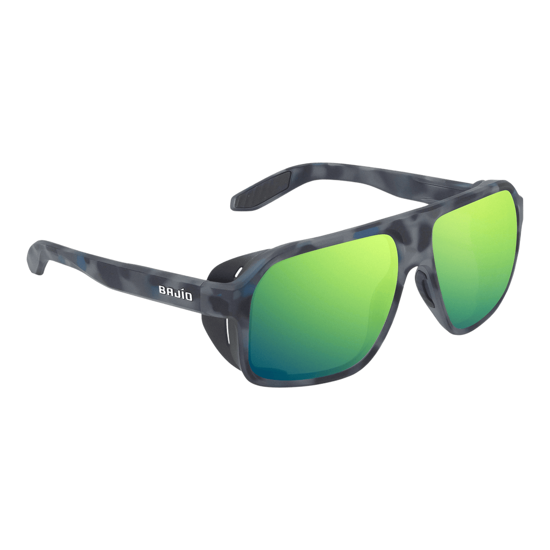 Bajio Sunglasses Bajio Cocho Graphite Black Matte Green Mirror - Glass