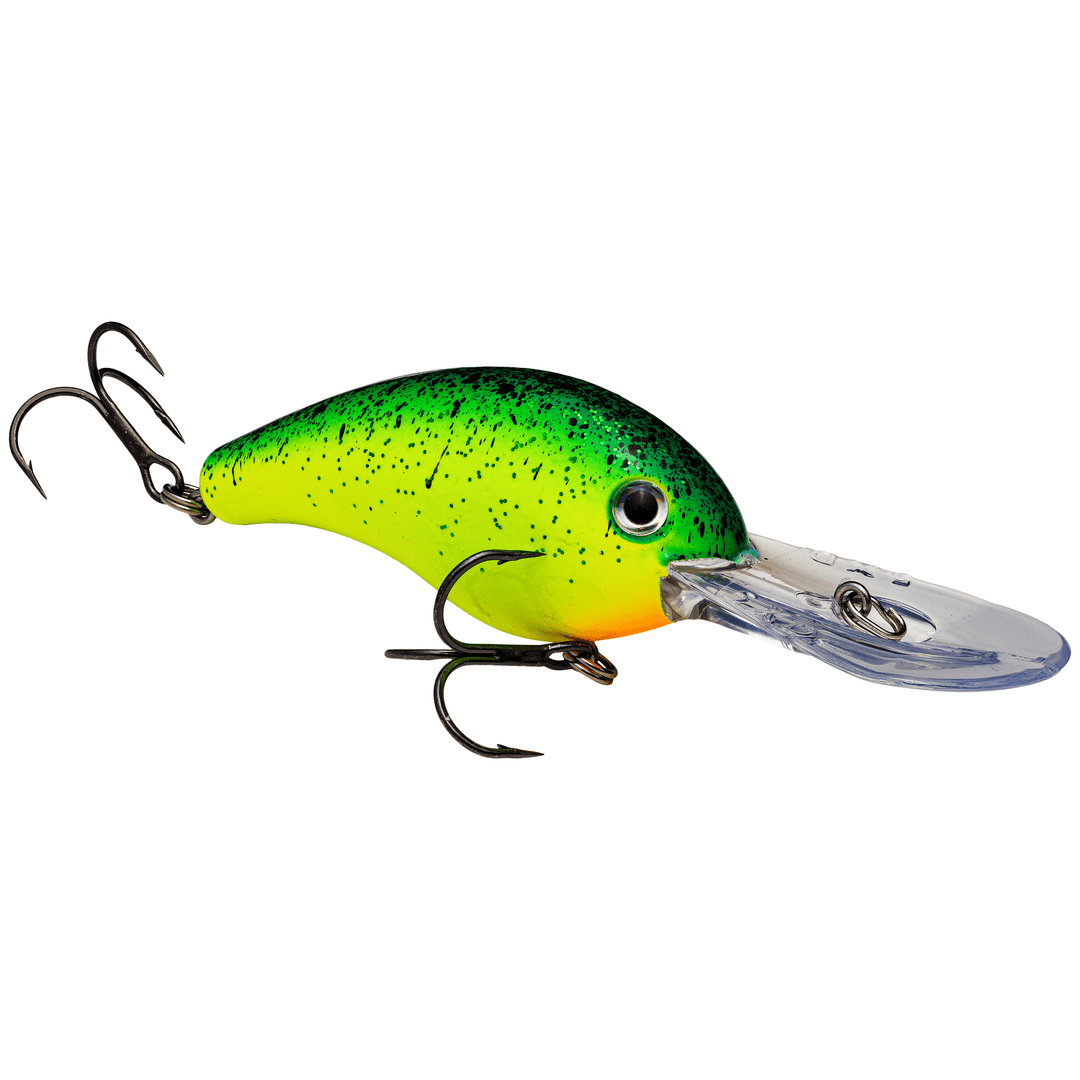 Pro Model 5XD Crankbait Lure Strike King Lure Company Chartreuse with Blue / Black Splatterback 