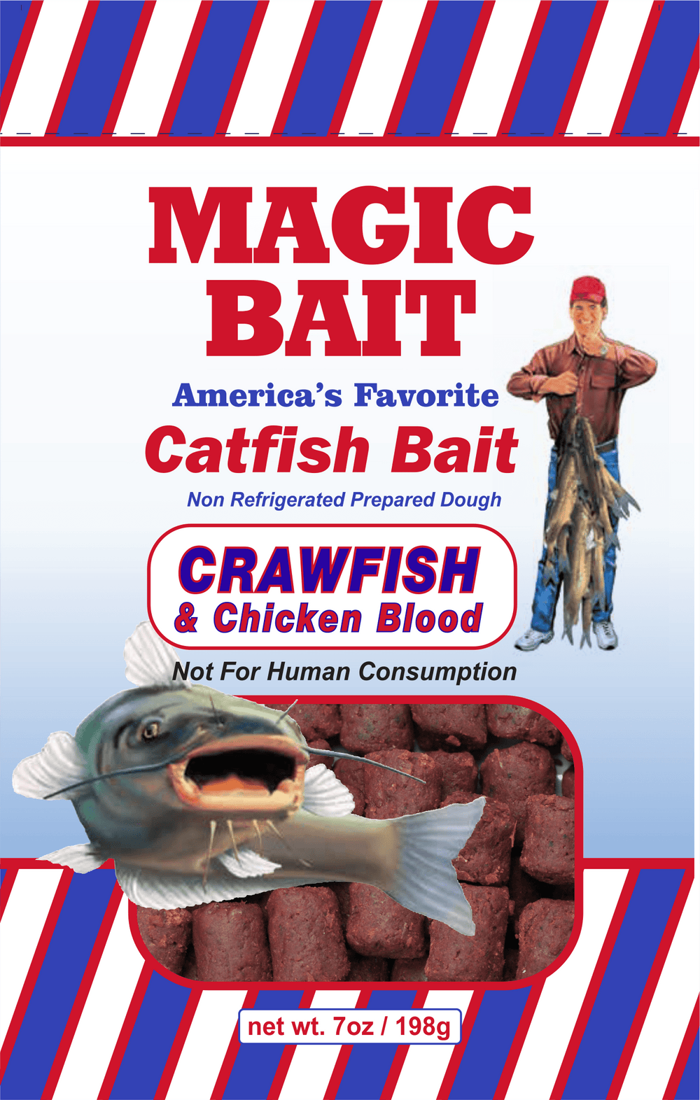 Magic Bait - Catfish Dough Bait 7oz Bag Attractant Magic Bait Crawfish & Chicken Blood 