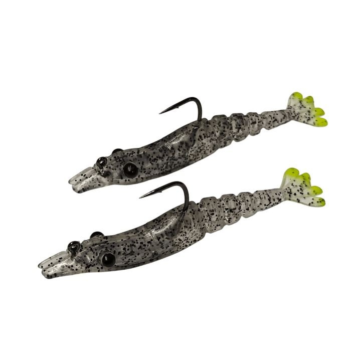 Marker 54 Shrimplets - Soft Plastic Shrimp Lure - 2.5" 4pk Lure Marker 54 Black/Chartreuse Tail 