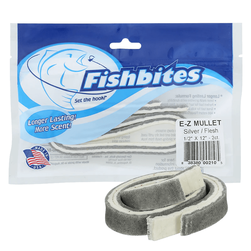 Fishbites Longer Lasting E-Z Mullet Fishbites Silver/Flesh 