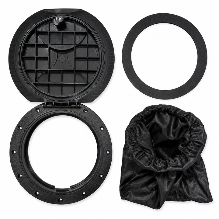 Fin Finder Round Floor Storage Hatch with Twist Lock, Housing, Basket & Gasket