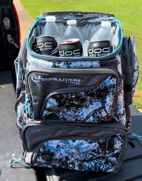 Largemouth 3600 Tackle Backpack with Cooler Top Tackle Storage Evolution Outdoor 