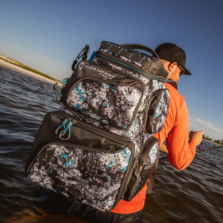 Largemouth 3600 Tackle Backpack with Cooler Top Tackle Storage Evolution Outdoor 