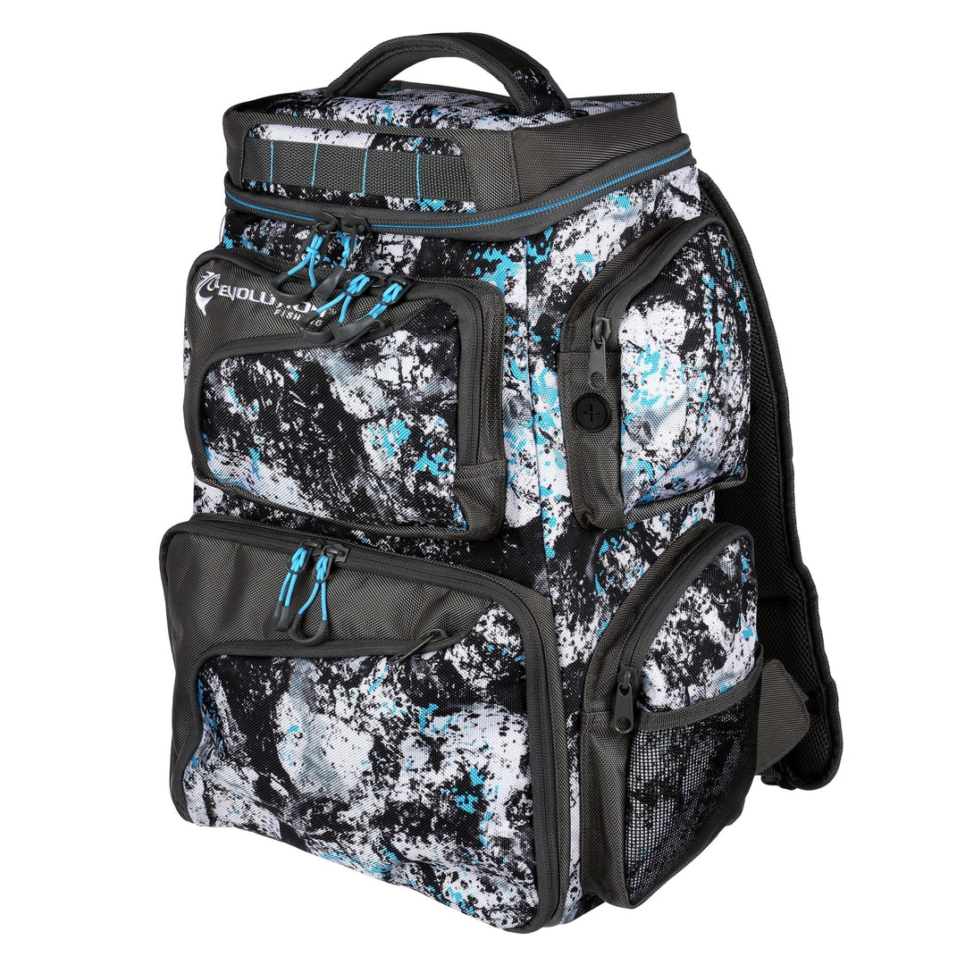 Largemouth 3600 Tackle Backpack with Cooler Top Tackle Storage Evolution Outdoor 
