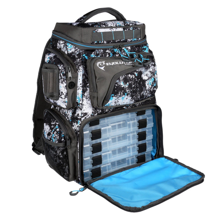 Largemouth 3600 Tackle Backpack with Cooler Top Tackle Storage Evolution Outdoor 