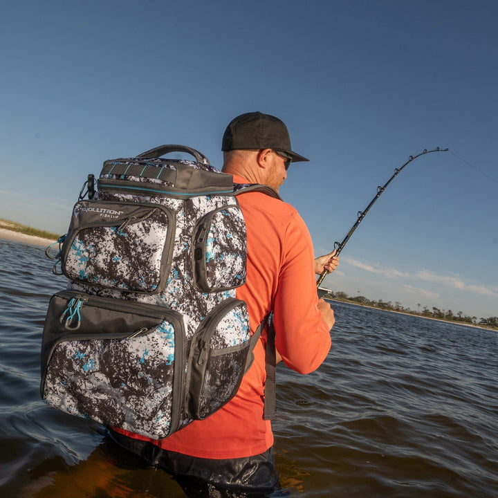 Largemouth 3600 Tackle Backpack with Cooler Top Tackle Storage Evolution Outdoor 