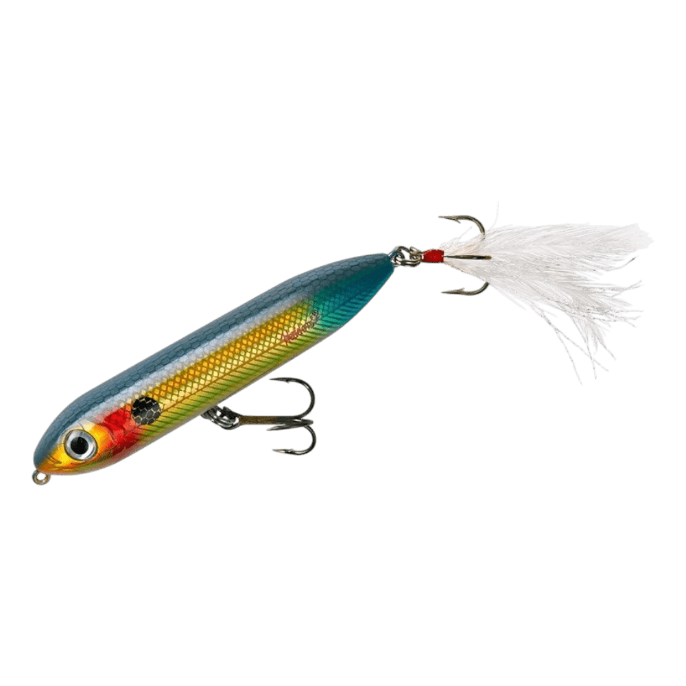Heddon Feather Dressed Super Spook Jr Lure Heddon Lures 1/2oz Wounded Shad 
