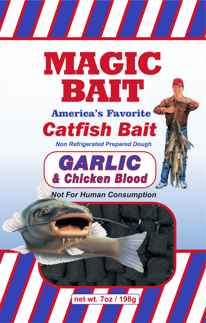 Magic Bait - Catfish Dough Bait 7oz Bag Attractant Magic Bait Garlic & Chicken Blood 