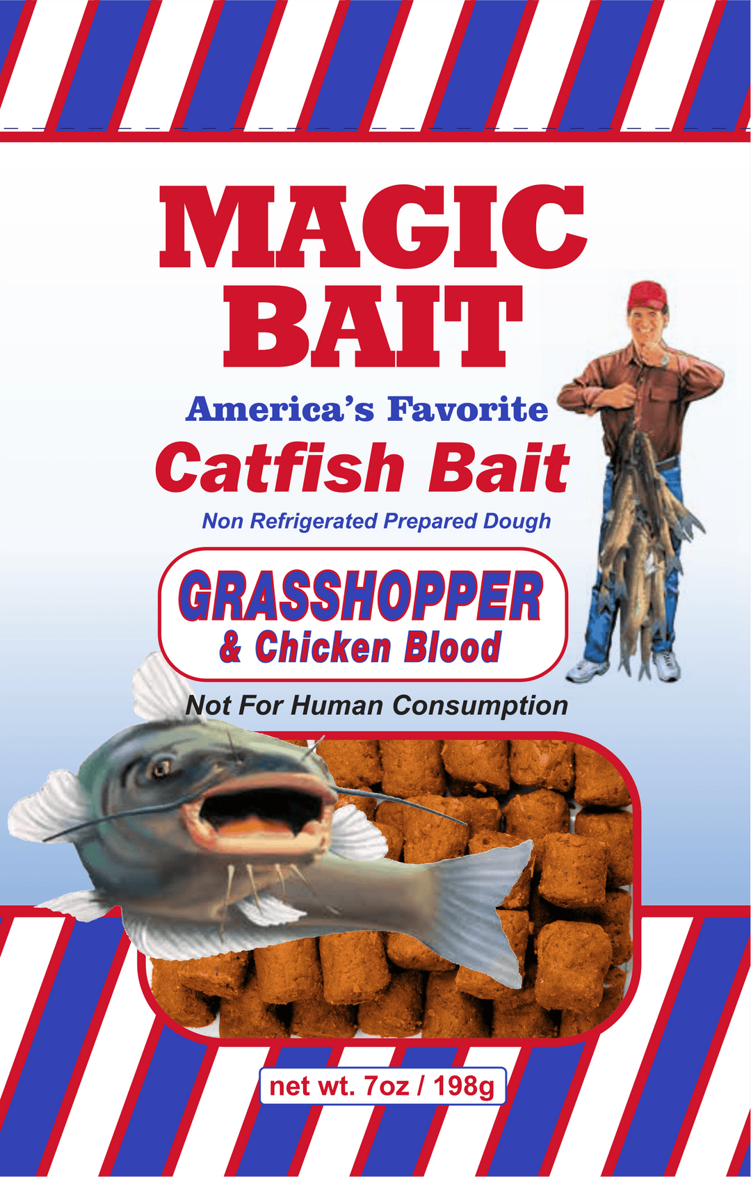 Magic Bait - Catfish Dough Bait 7oz Bag Attractant Magic Bait Grasshopper & Chicken Blood 
