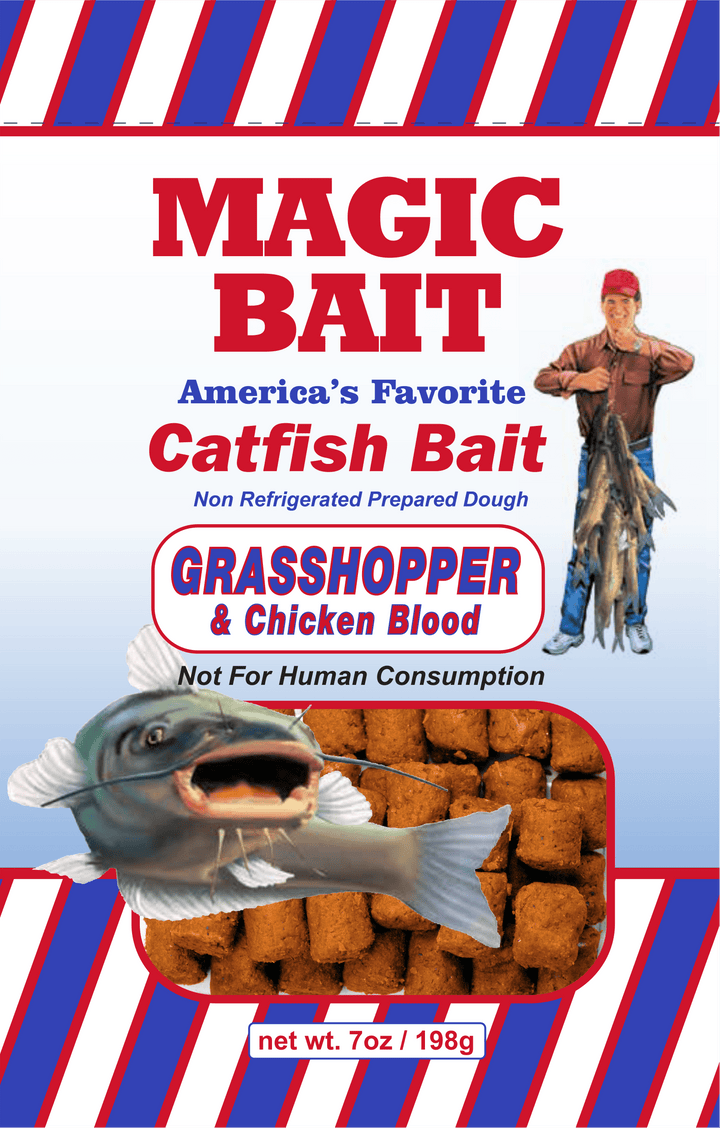 Magic Bait - Catfish Dough Bait 7oz Bag Attractant Magic Bait Grasshopper & Chicken Blood 
