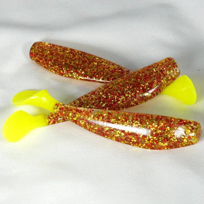 KWigglers 4in Paddle Tail 5pk Lure KWigglers Honey Gold/Chartreuse 