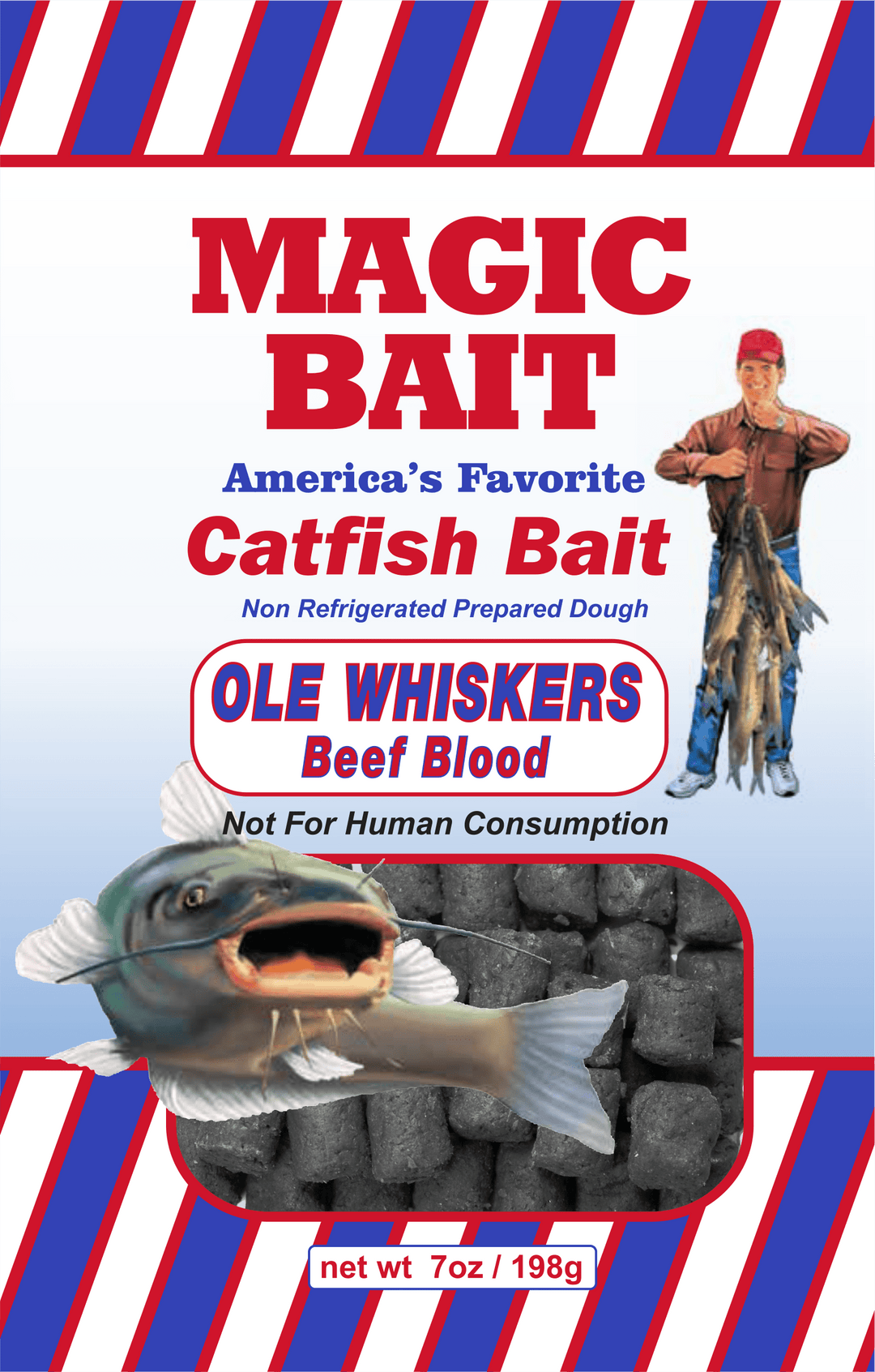 Magic Bait - Catfish Dough Bait 7oz Bag Attractant Magic Bait Ole Whiskers Beef Blood 