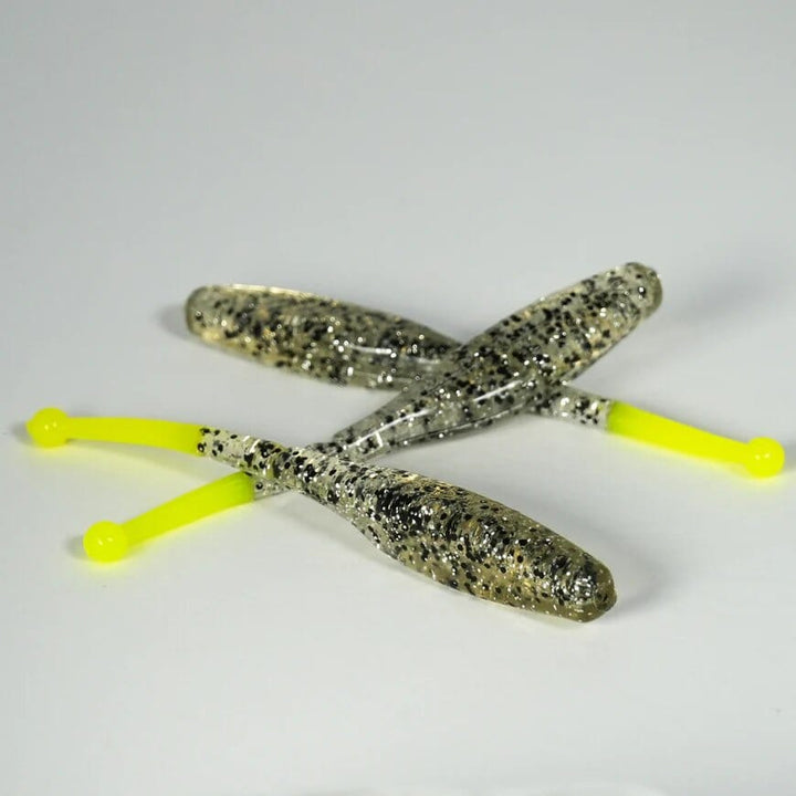 KWigglers Junior Ball Tail Shad 7pk Lure KWigglers Salt & Pepper / Chartreuse 