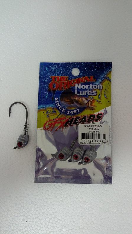 Norton GFX Screw Lock Jig Head Lure Norton Lures Inc. With Eyes Lead 1/8oz