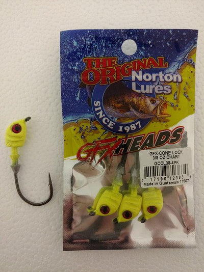Norton GFX Cone Lock Jig Head Lure Norton Lures Inc. With Eyes Chartreuse 3/8oz