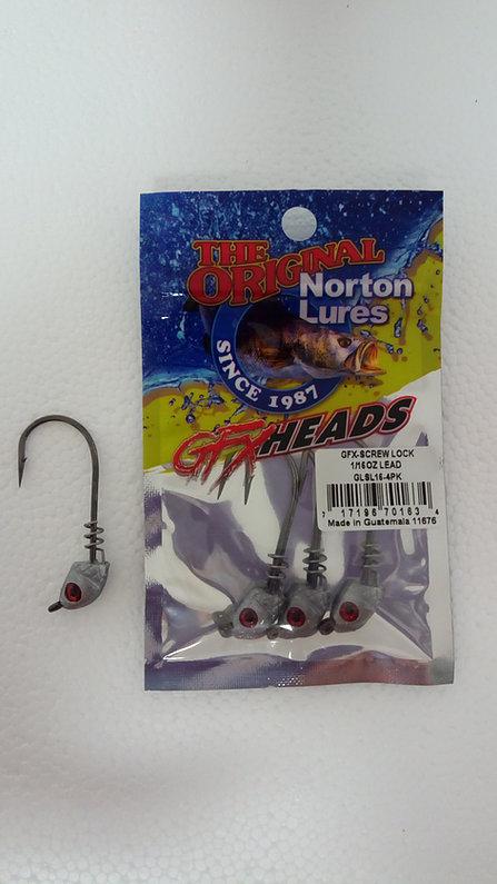 Norton GFX Screw Lock Jig Head Lure Norton Lures Inc. With Eyes Lead 1/16oz