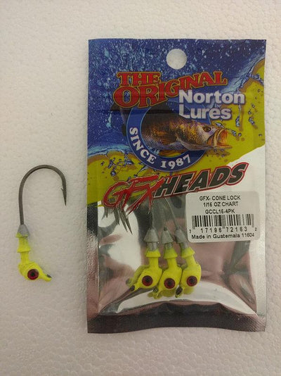 Norton GFX Cone Lock Jig Head Lure Norton Lures Inc. With Eyes Chartreuse 1/16oz