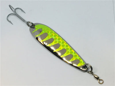Gator Casting Spoon Tackle Gator Lures 3 oz Chrome/Chartreuse Tape 