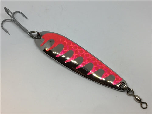 Gator Casting Spoon Tackle Gator Lures 3 oz Chrome/Pink Tape 
