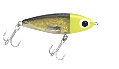 Paul Brown's Soft-Dine Suspending Twitchbait Lure Mirrolure Chartreuse Head Black Back Clear Belly 
