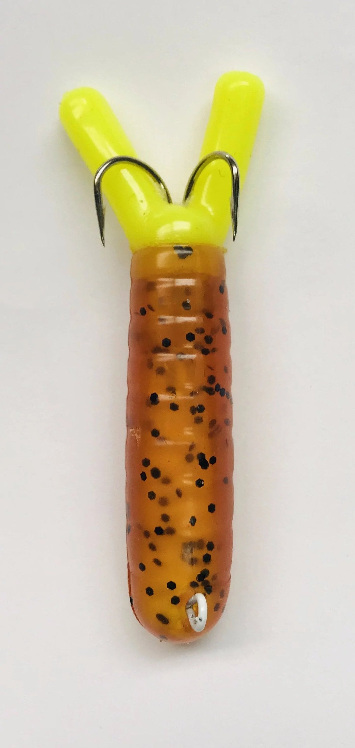 Flounder Pounder Split Tail Tube Lure H&H Lure Company Pumpkin Seed/Chartreuse Tail 
